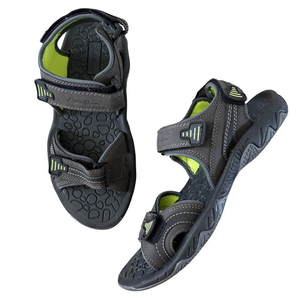 Eddie Bauer Cape Sandals‎ Mens 9M Grey Lime Sport Hiking Strappy New in Box